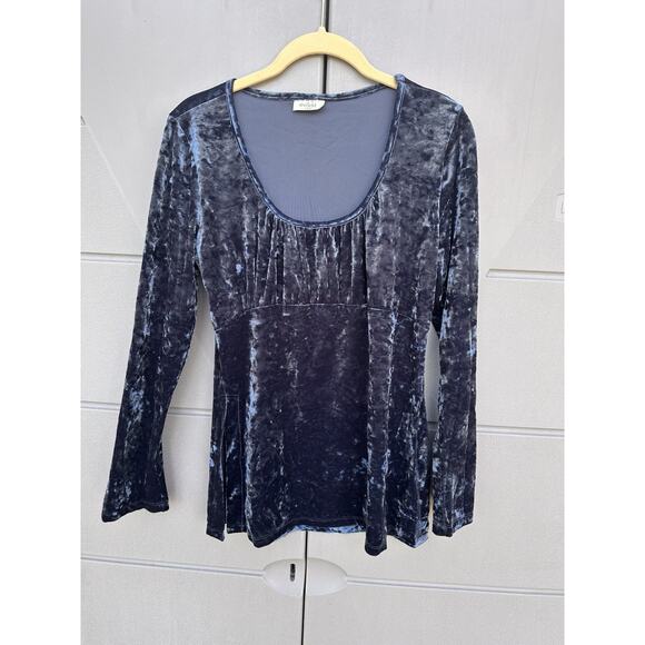 VTG Crushed Velvet Fairy Grunge Y2K Babydoll Top Long Flared Sleeves Sz L READ - Picture 2 of 8